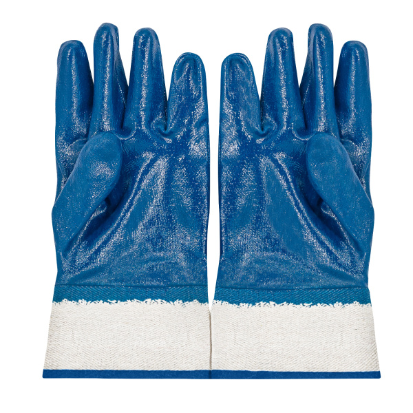 Перчатки трикотажные с полным нитриловым покрытием с манжетами — жесткие краги ПЕР 441РФ